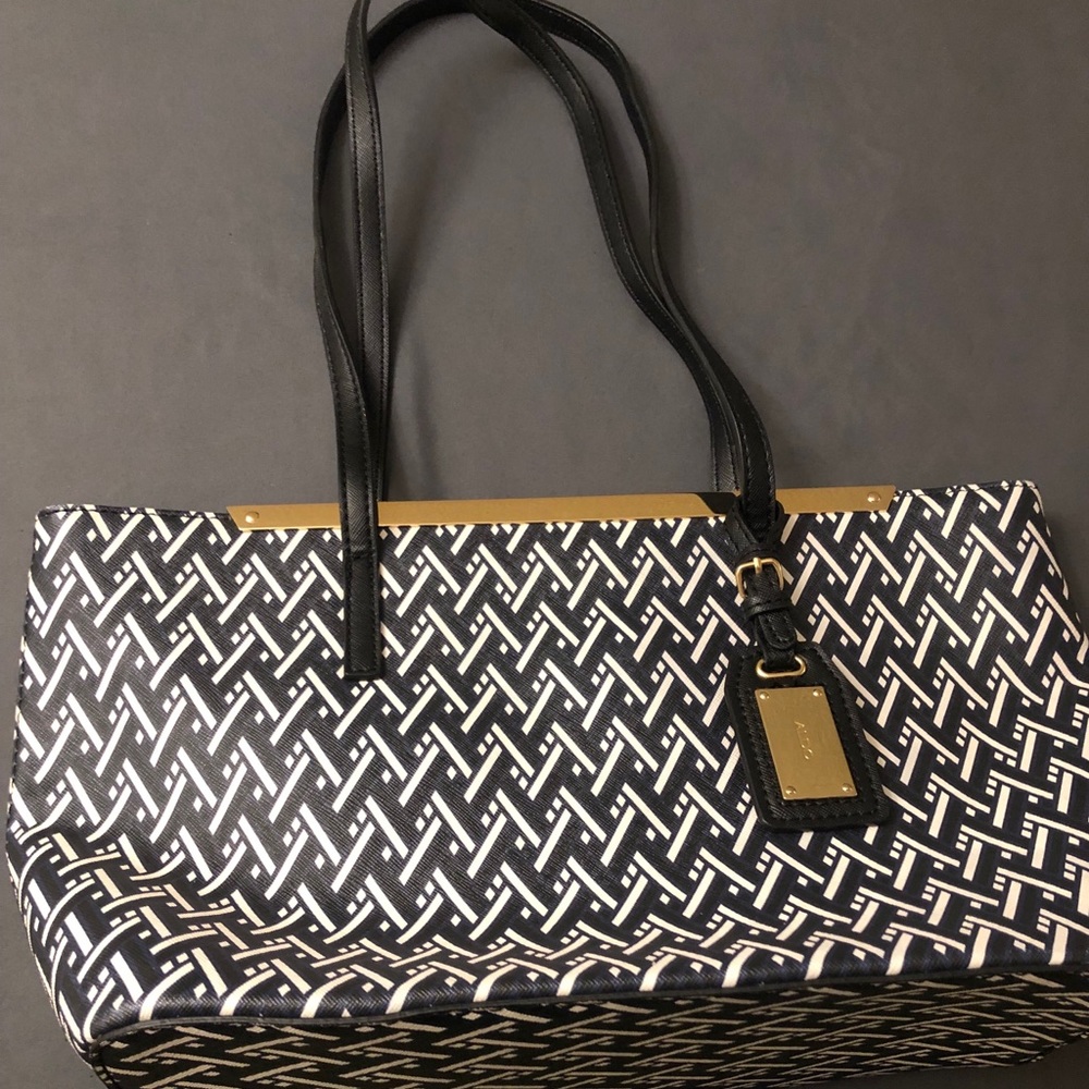 Aldo Hard Shell Blue & White Purse